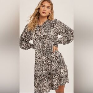 Annabel Ivory Black Leopard Print Tunic Dress